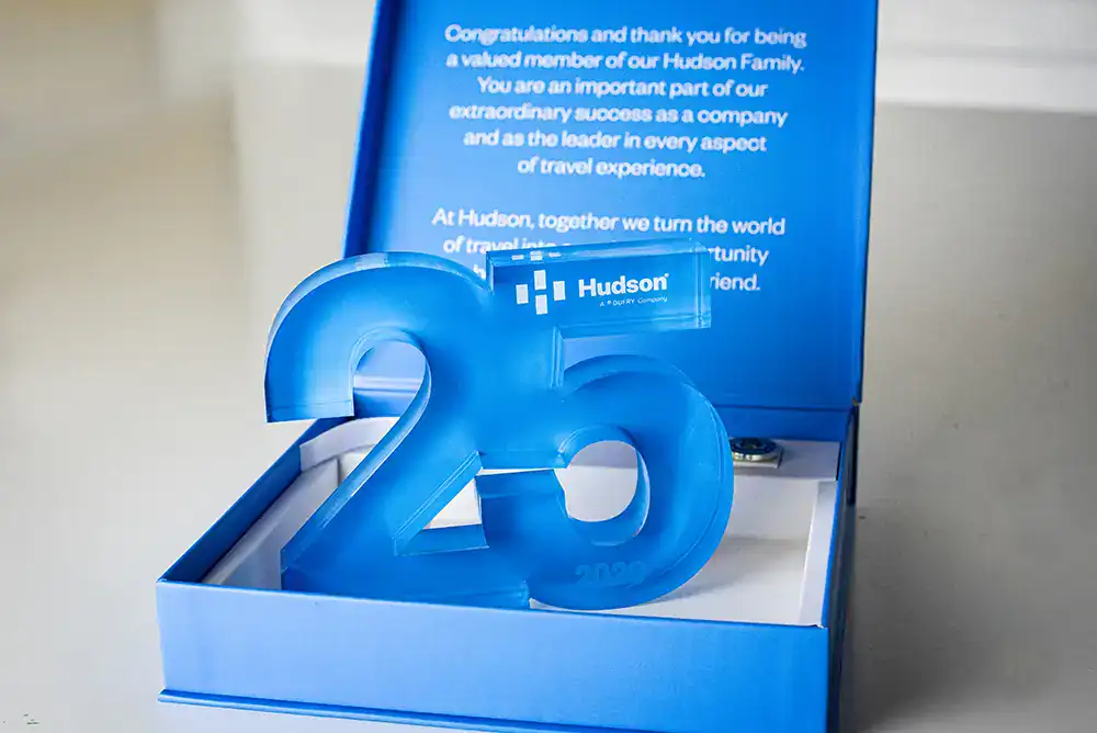 acrylic award with custom presentation box