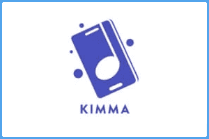 KIMMA Logo, blaues Symbol mit Buchstabe und Kreis.
