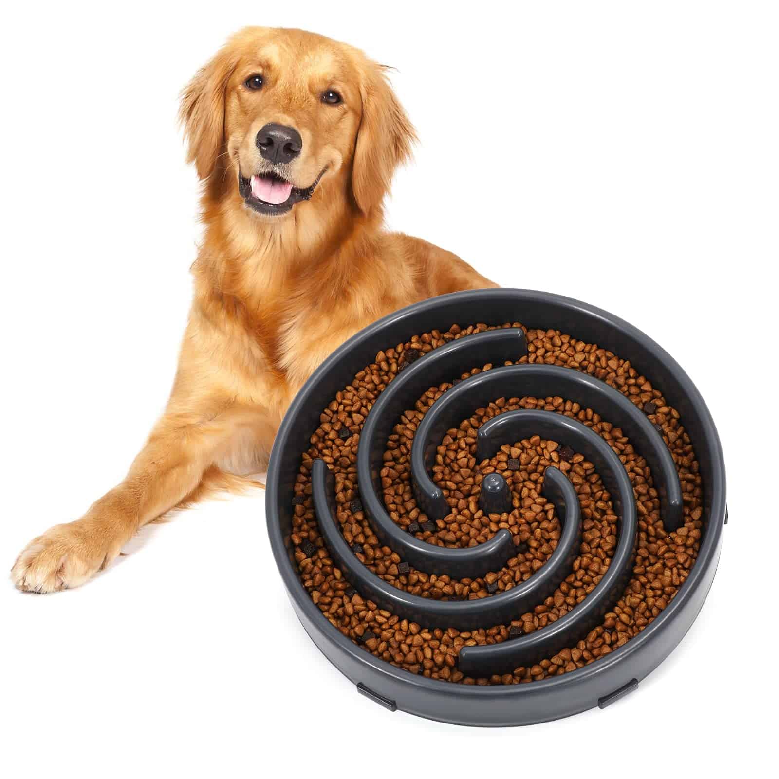 WHIPPY Slow Feeder Large Dog Bowls for Large Medium Dog, Slower Food Feeding Preventing Choking, Gray