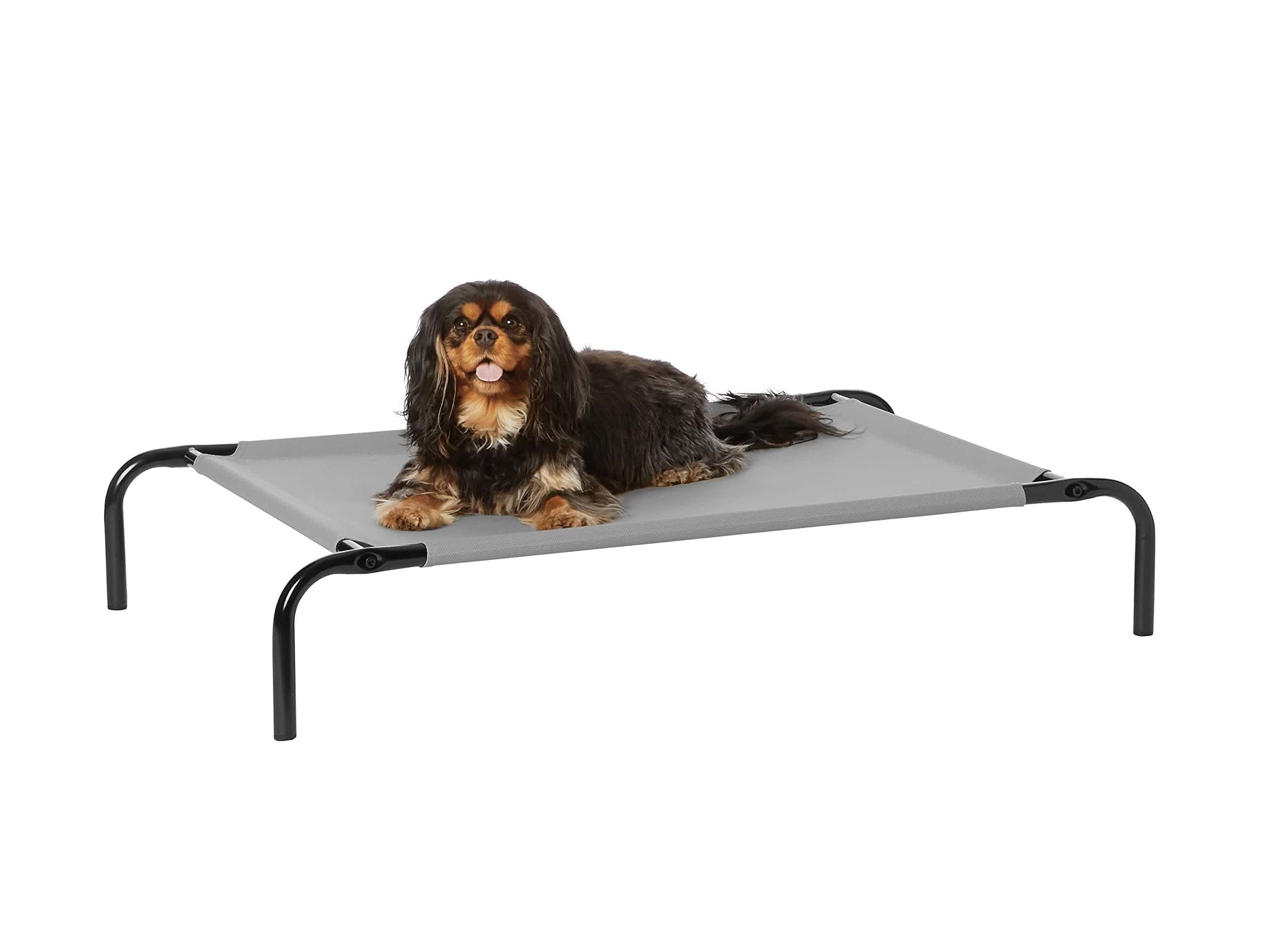 Amazon Basics Cooling Elevated Dog Bed with Metal Frame, Small, Grey, 35.6
