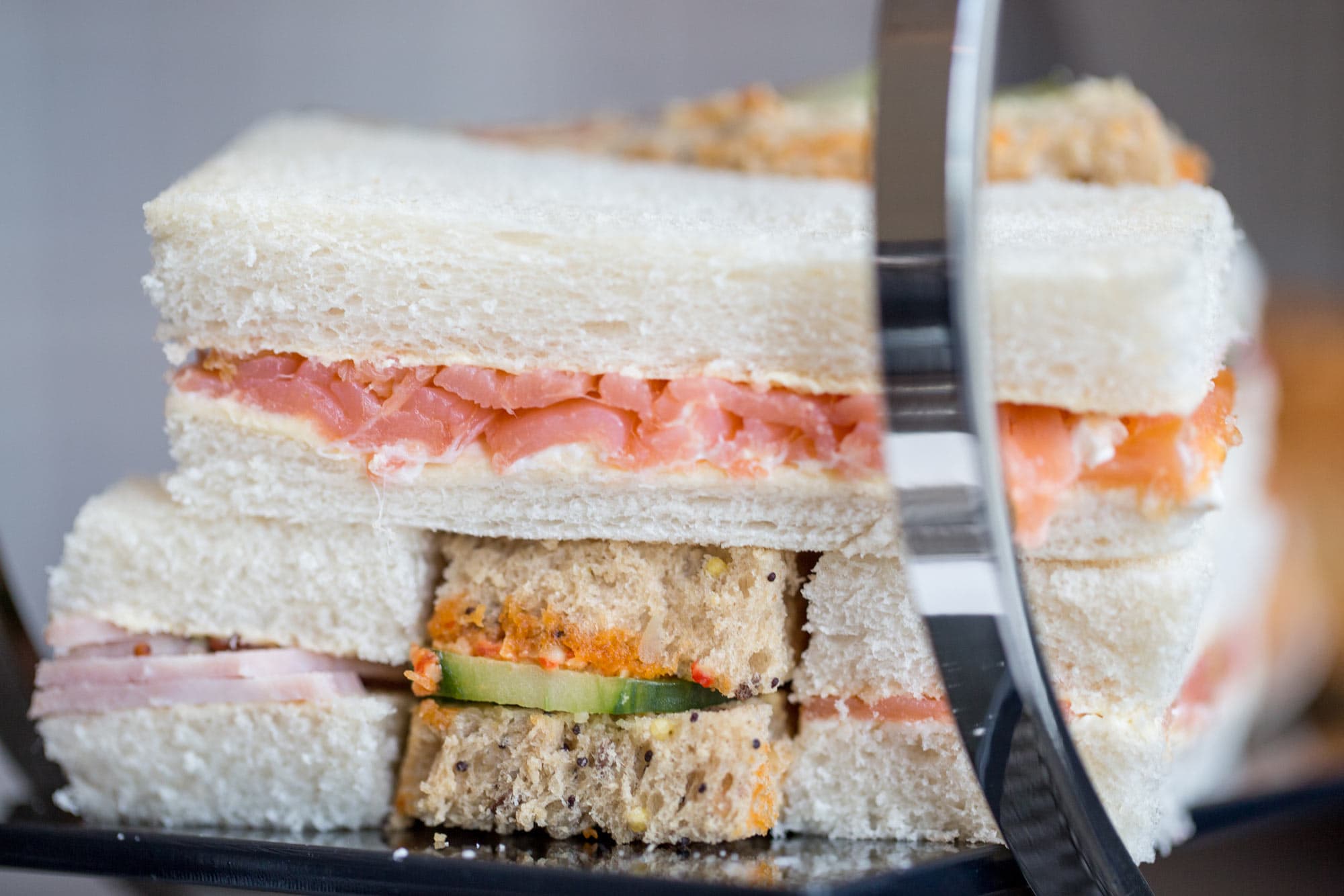 Delicious smoked salmon and cucumber sandwiches served at The Dowans Hotel, Speyside Moray.