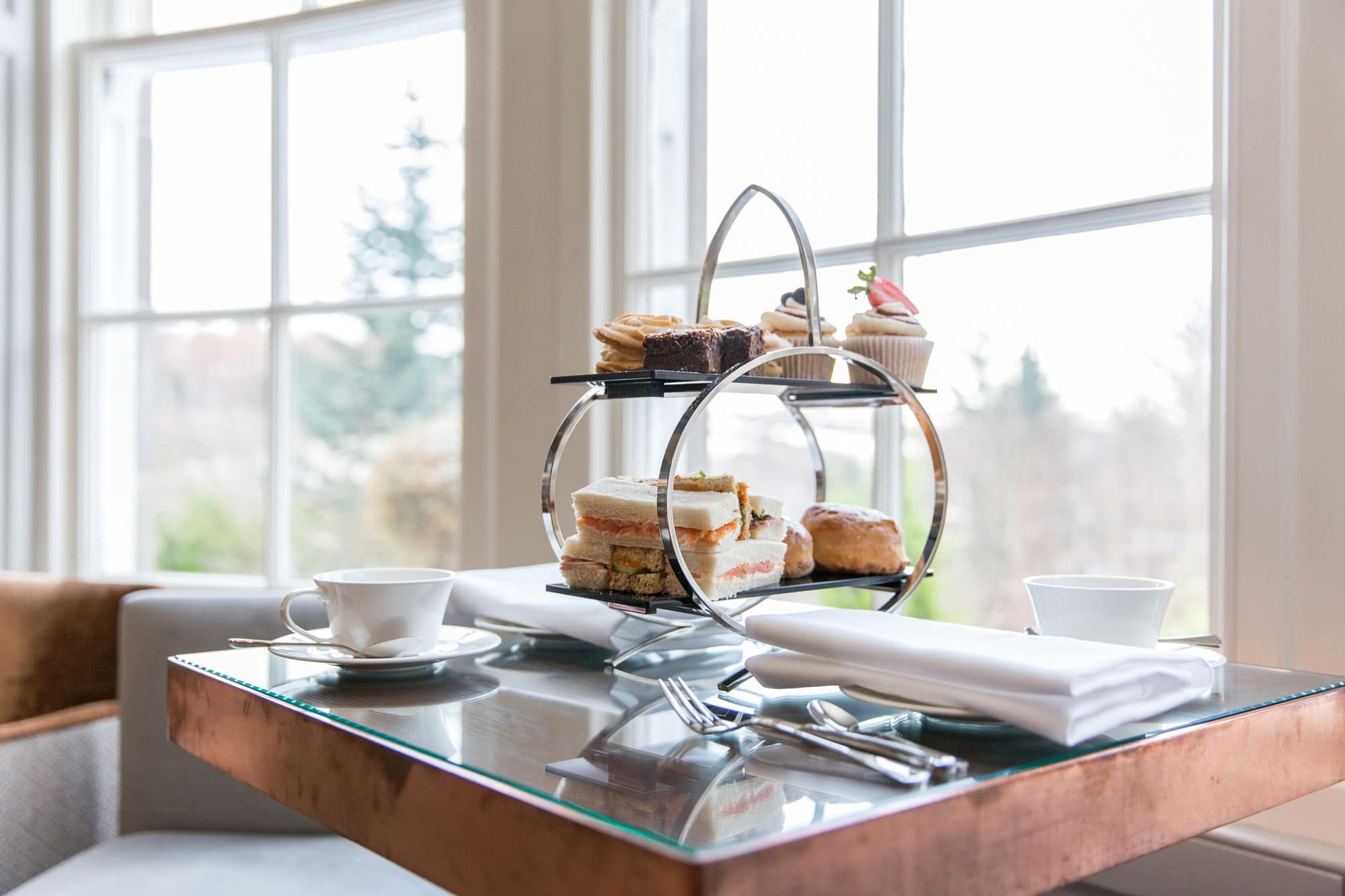 Elegant afternoon tea setup at The Dowans Hotel Speyside Moray.