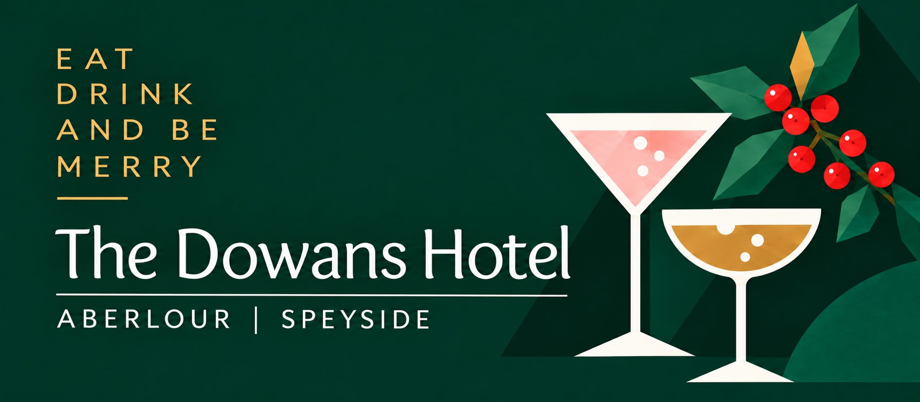 Festive drinks at The Dowans Hotel Speyside Moray during holiday season.