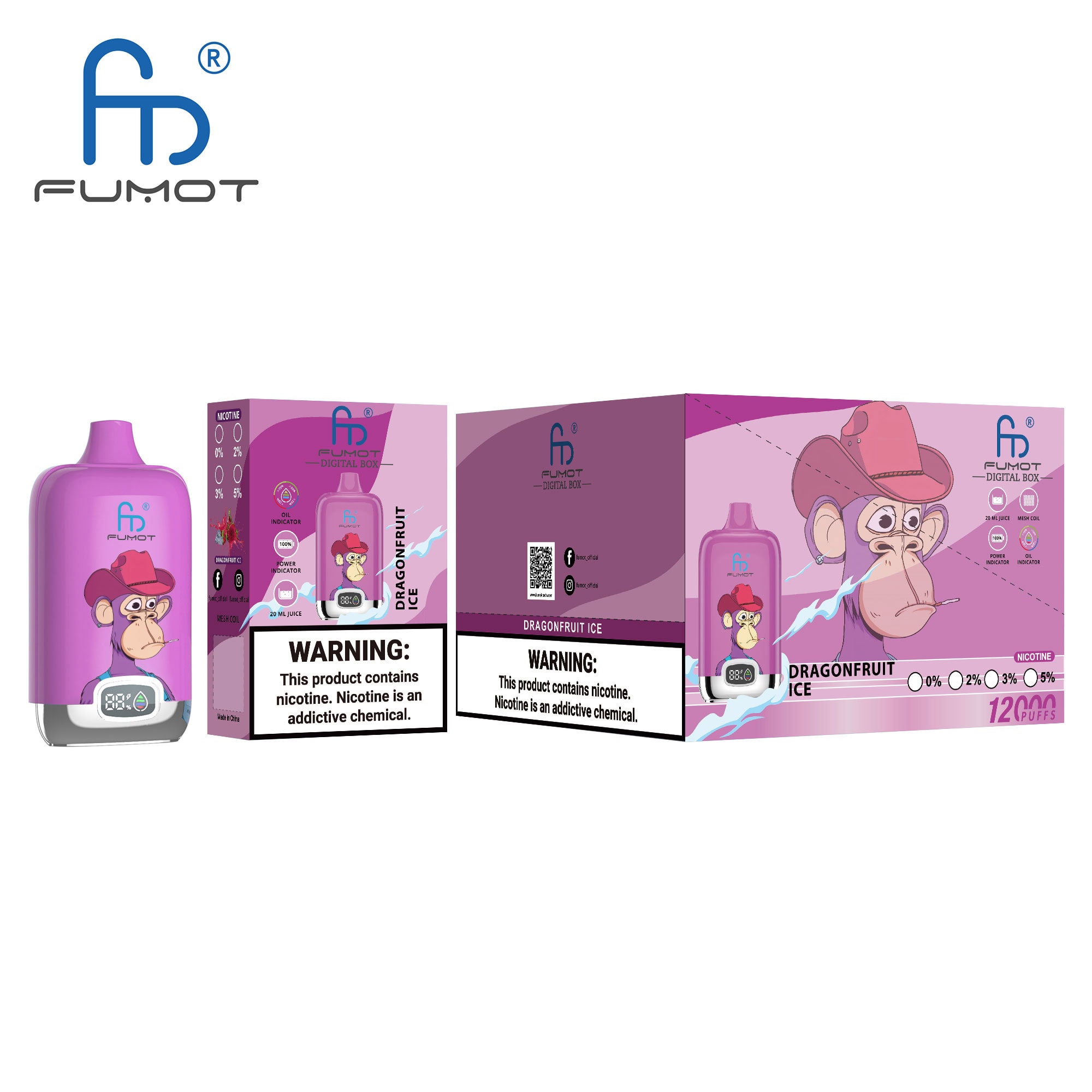Fumot Digital Box 12000 Dragonfruit Ice - Image 2