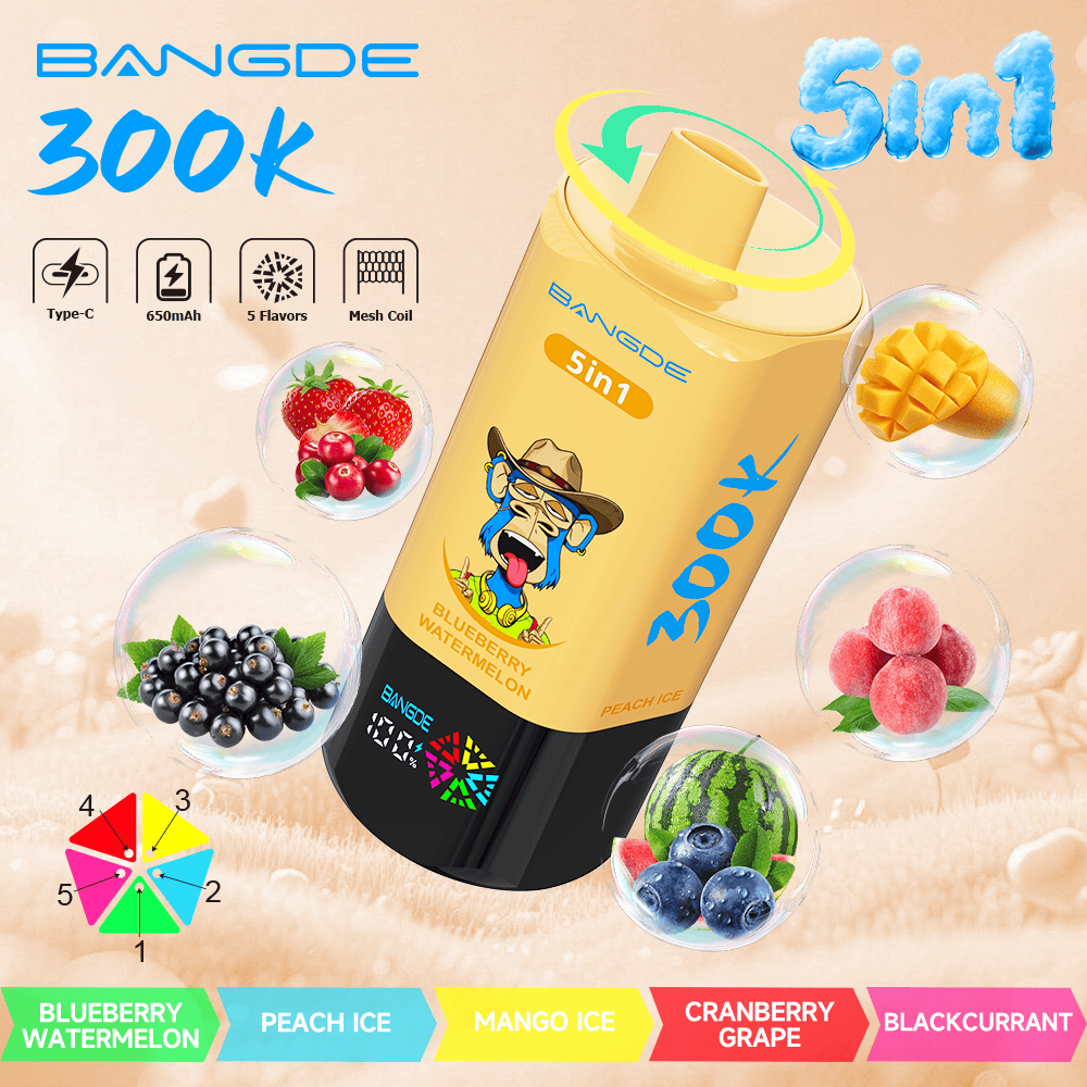 Bang DE 300K Blueberry Watermelon / Peach Ice / Mango Ice / Cranberry Grape / Blackcurrant