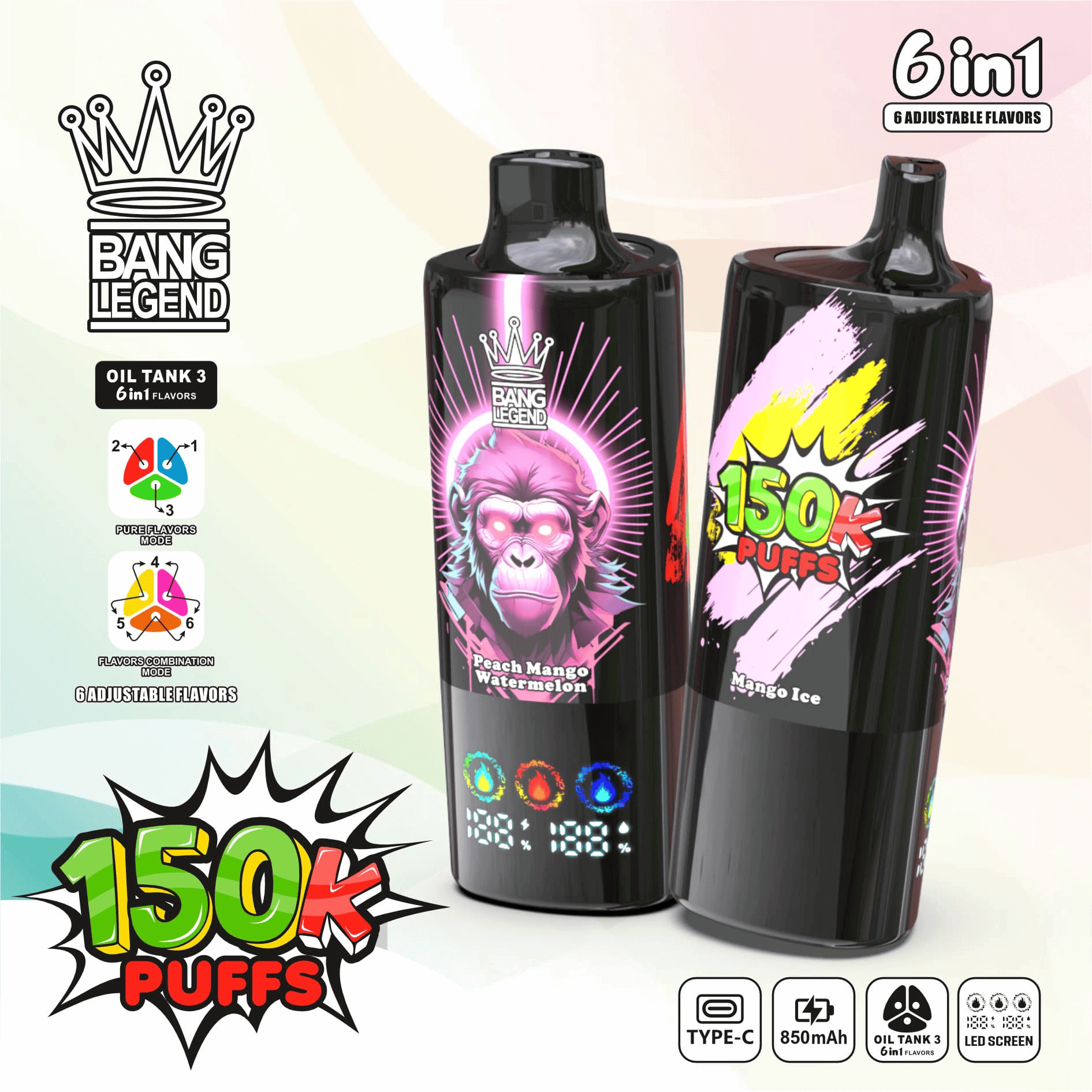 Bang Legend 150K Mango Ice / Peach Mango Watermelon / Gummy Bear