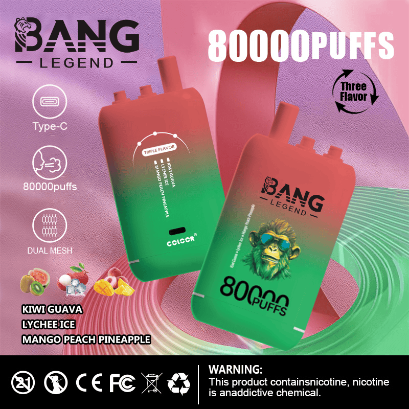 Bang Legend 80000 – 3-in-1 Einweg E-Zigarette | Kiwi Passionfruit, Lychee Ice & Mango Peach Pineapple