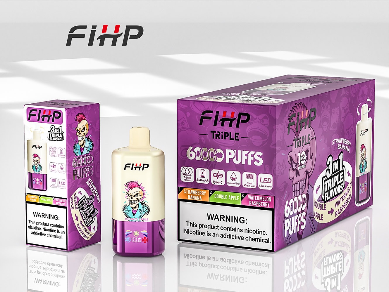 FIHP 60000 Strawberry Banana / Double Apple / Raspberry Watermelon – Bild 2