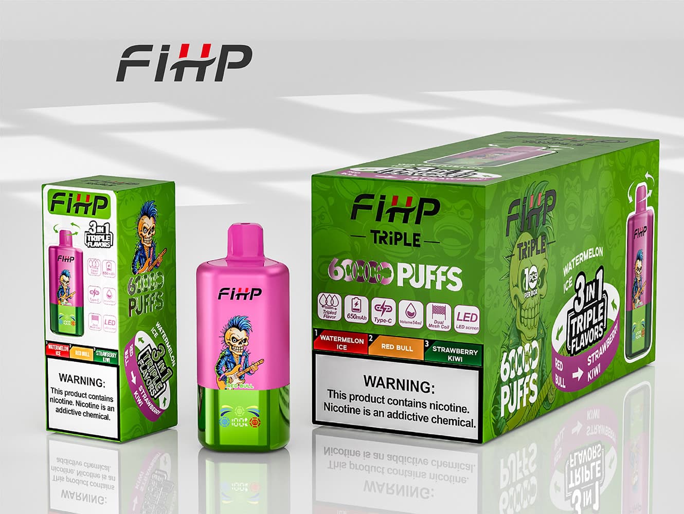 FIHP 60000 Watermelon Ice / Red Bull / Strawberry Kiwi - Image 2
