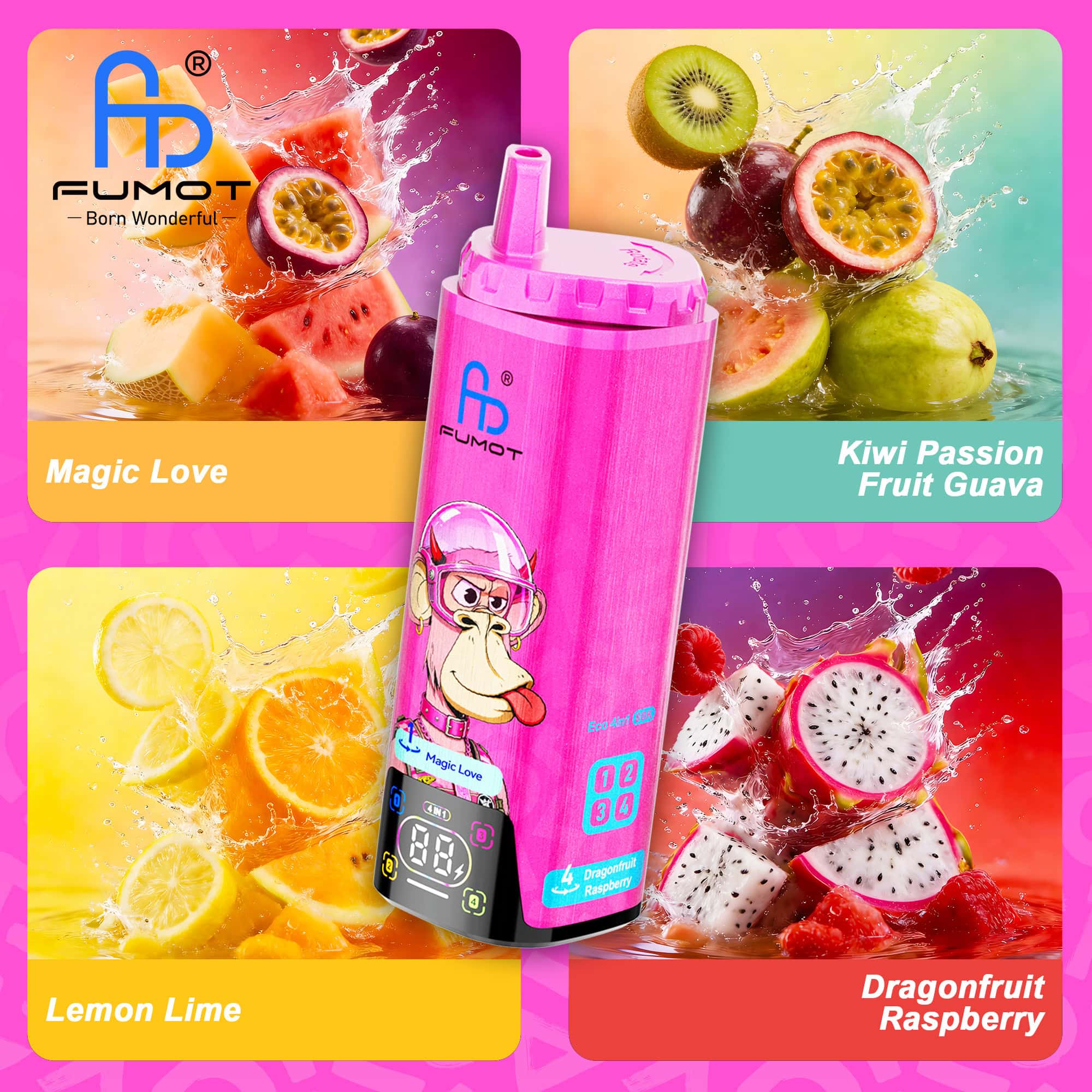 Fumot Eco 4in1 80K Magic Love / Kiwi Passion Fruit Guava / Dragonfruit Raspberry / Lemon Lime