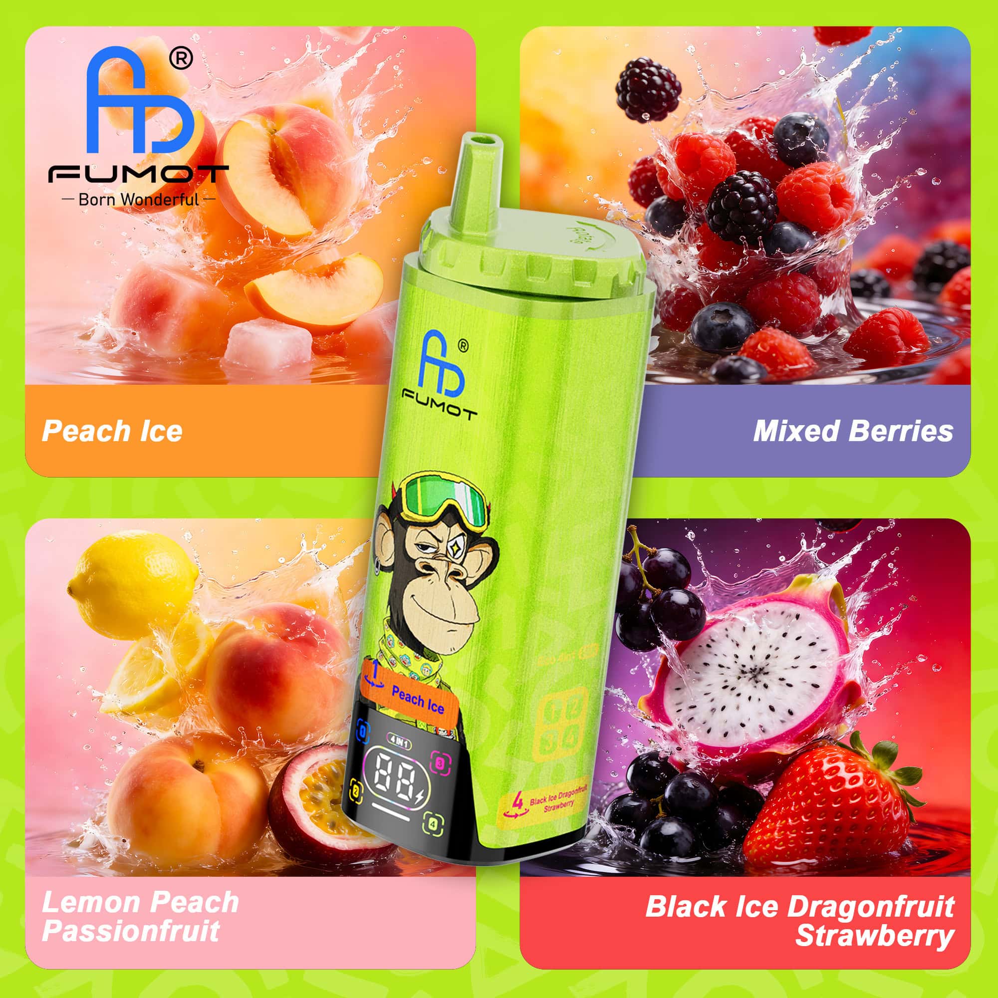 Fumot Eco 4in1 80K Peach Ice / Mixed Berries / Lemon Peach Passionfruit / Black Ice Dragonfruit Strawberry