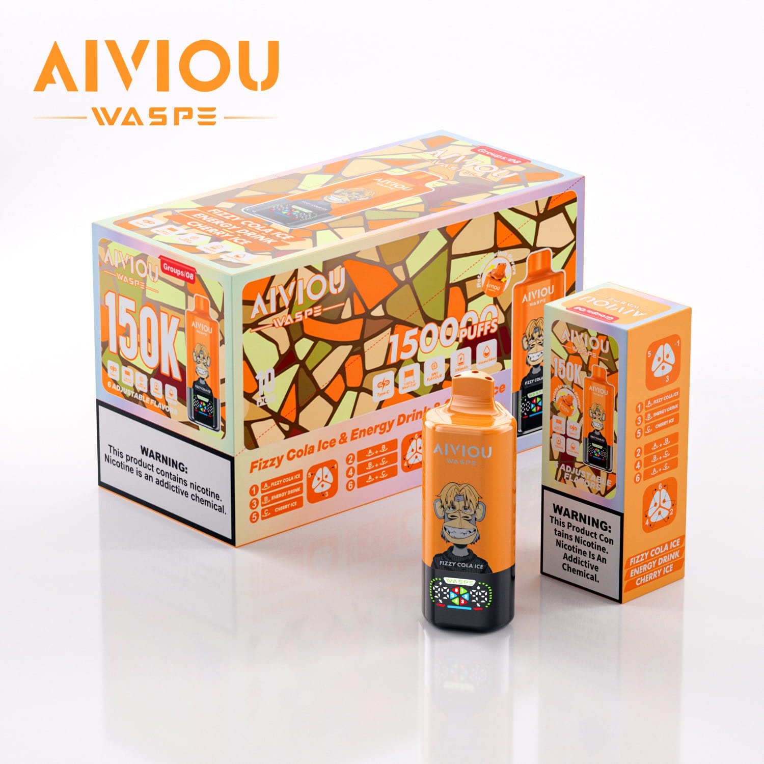 WASPE 6 in 1 150000 Fizzy Cola Ice / Energy Drink / Cherry Ice - Image 3