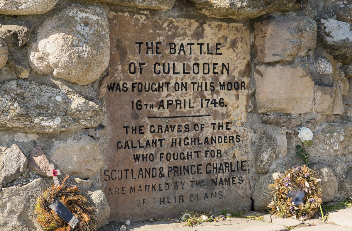 Historically significant Battle of Culloden memorial at Erchless Castle Estate.