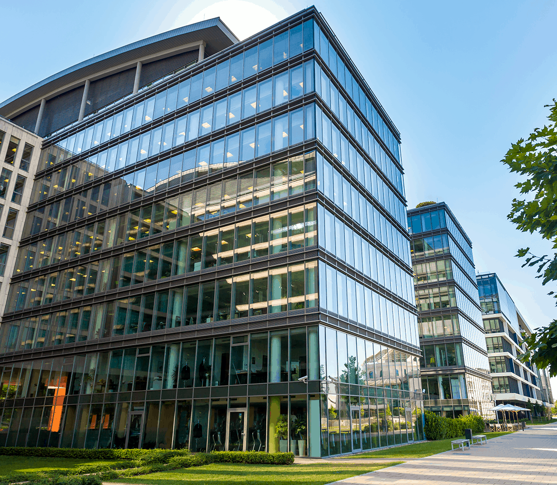 Commercial solar installation on office building for energy efficiency.