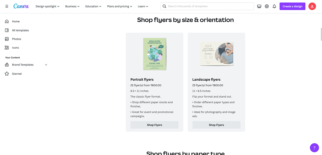 Create a flyer on Canva