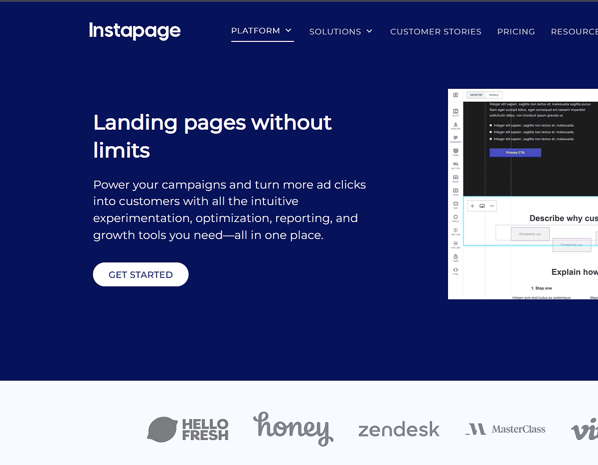 Instapage AI landing page builder
