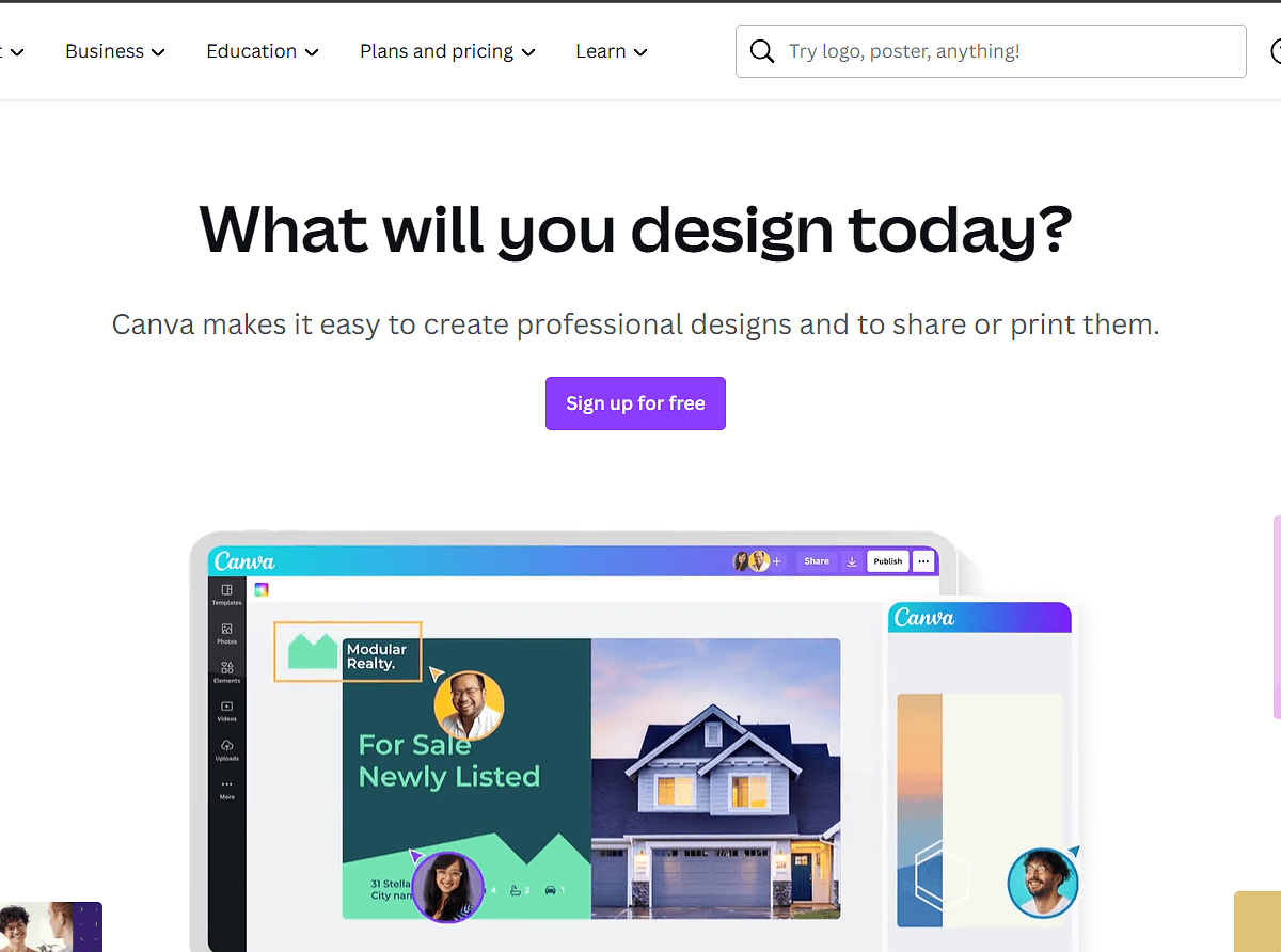 Canva free landing page generator