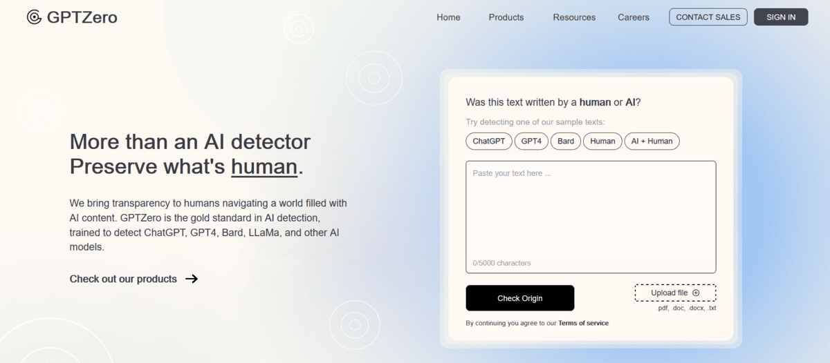 GPTZero AI Detection Tool