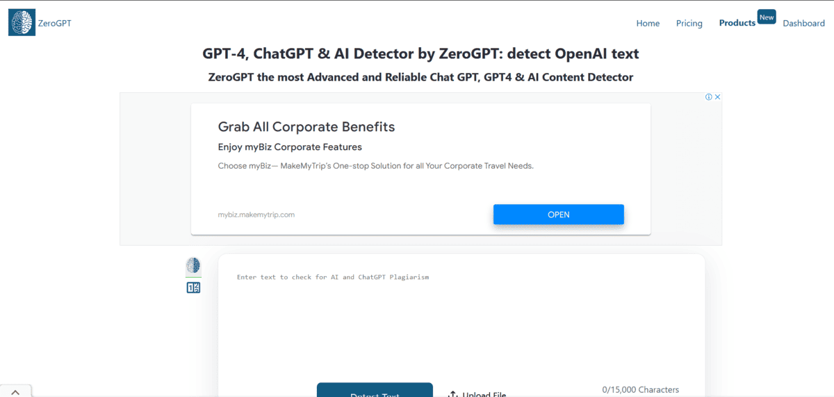 ZeroGPT AI Detection Tool