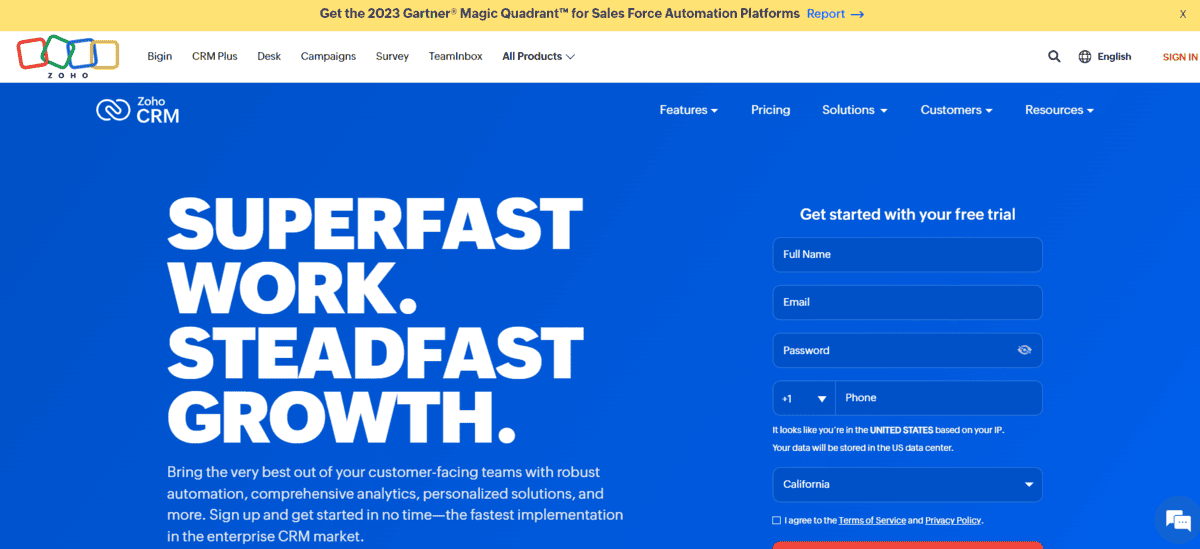Zoho CRM best for real estate sales automation