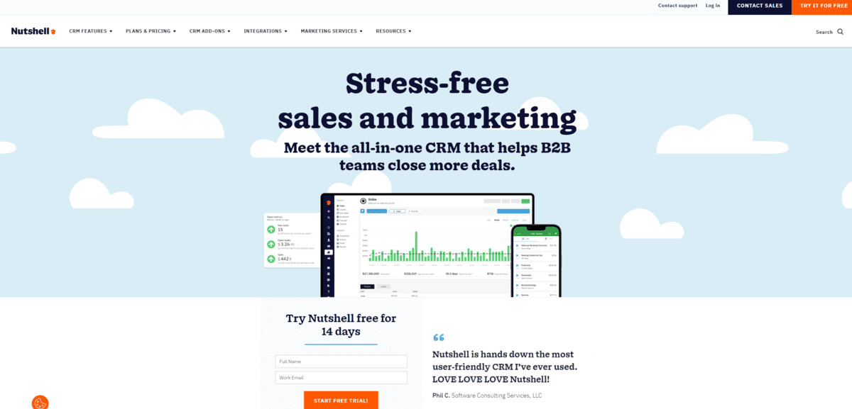 Nutshell best for lead management contact software