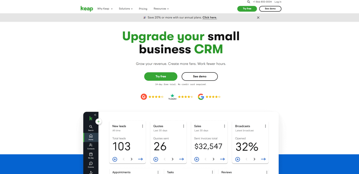 Keap best for sales tracking contact management