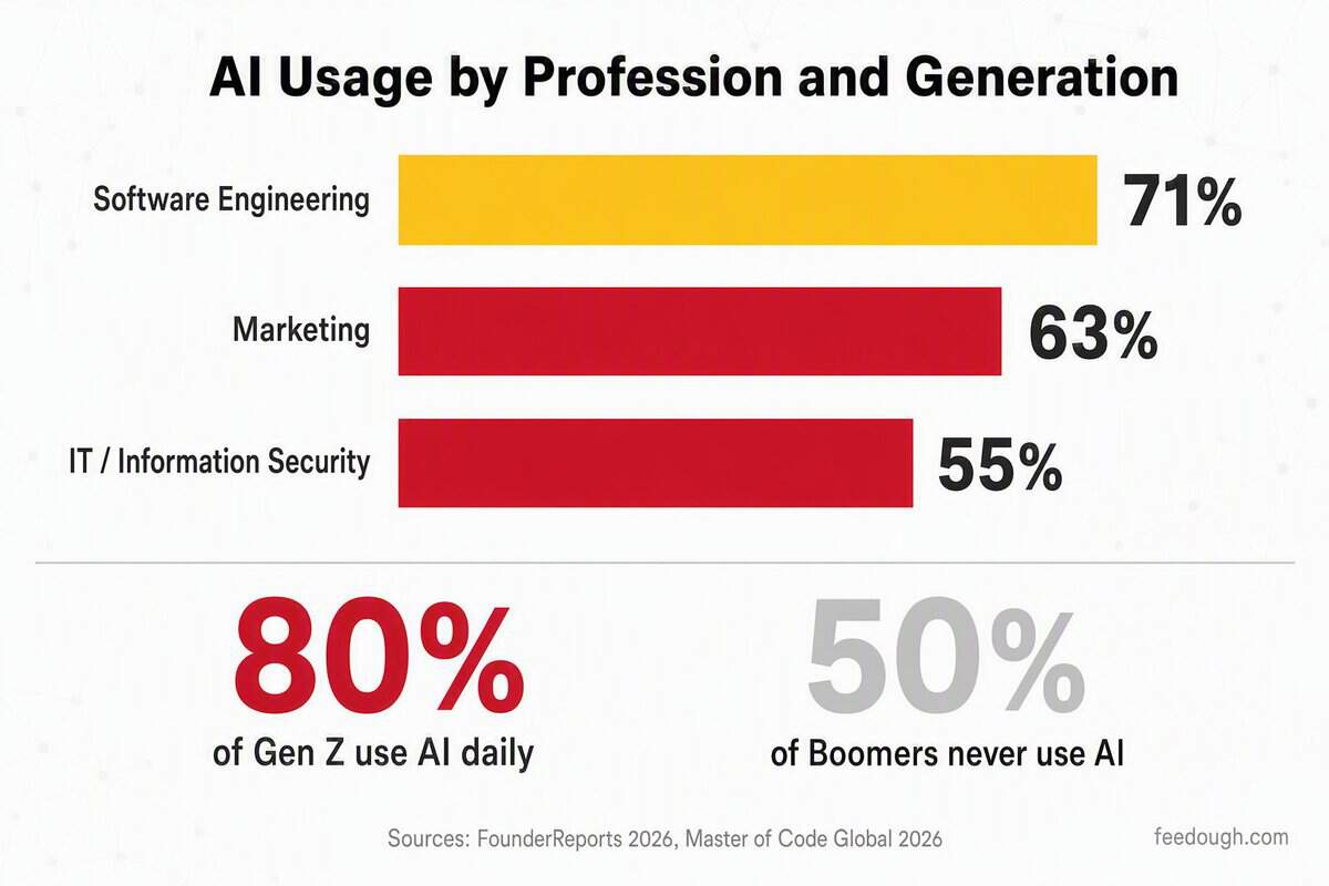 Employee AI Usage Statistics by Profession and Generation