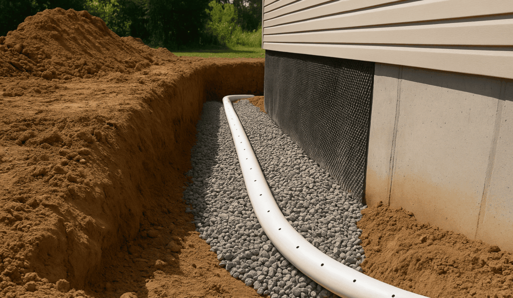 Installation de drain français sur la Rive-Sud – Experts fondation