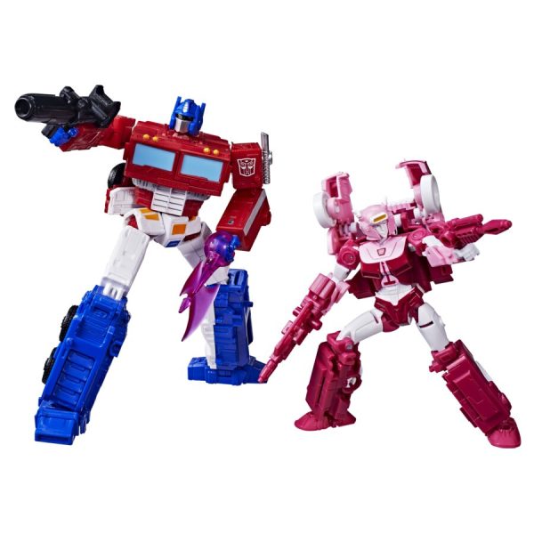 Optimus Prime and Elita-1 go action figure official with Hasbro’s Transformers ‘Til All Are Loved Valentine’s Day 2-pack