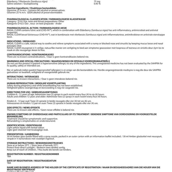 FulviAct - Nasal Clear Spray - Insert - Page 1