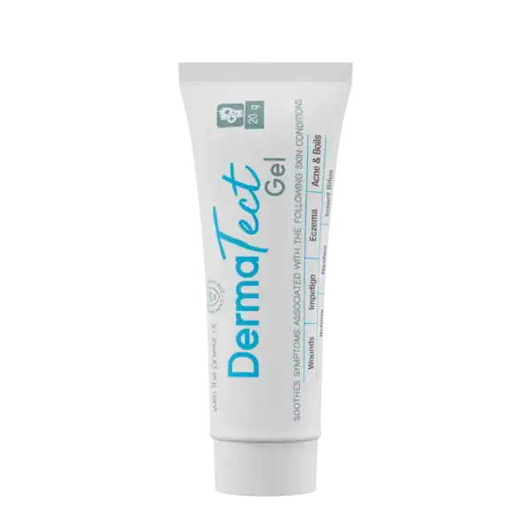 DermaTect Gel tube for skin treatment and soothing relief.