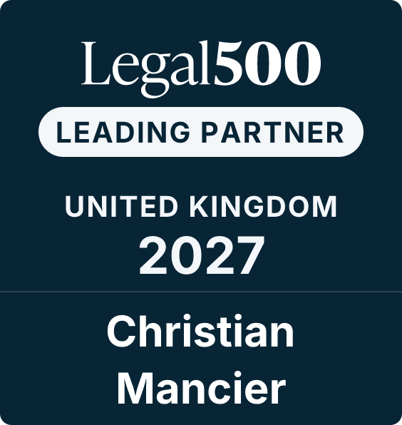Legal500 logo indicating Christian Mancier as a leading partner in the UK for 2027.