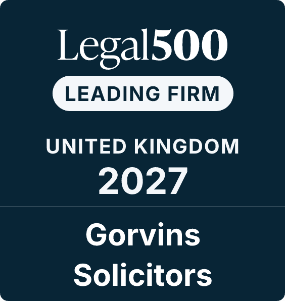 Gorvins Solicitors recognised as a leading law firm in the Legal500 UK 2027 edition, showcasing their expertise and reputation in legal services.