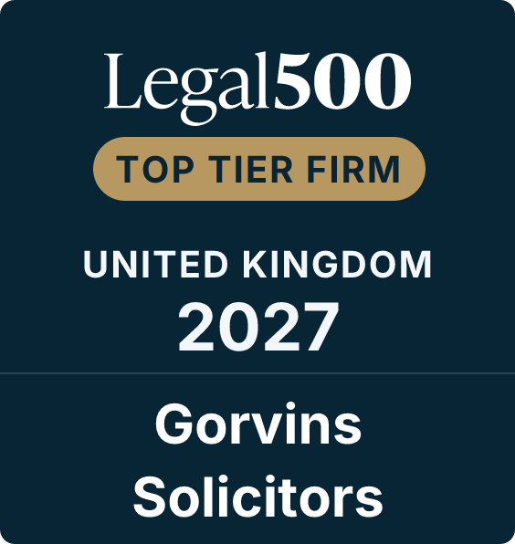 Gorvins Solicitors awarded Top Tier Firm in the Legal 500 UK 2027 edition, showcasing excellence in legal services and client satisfaction.