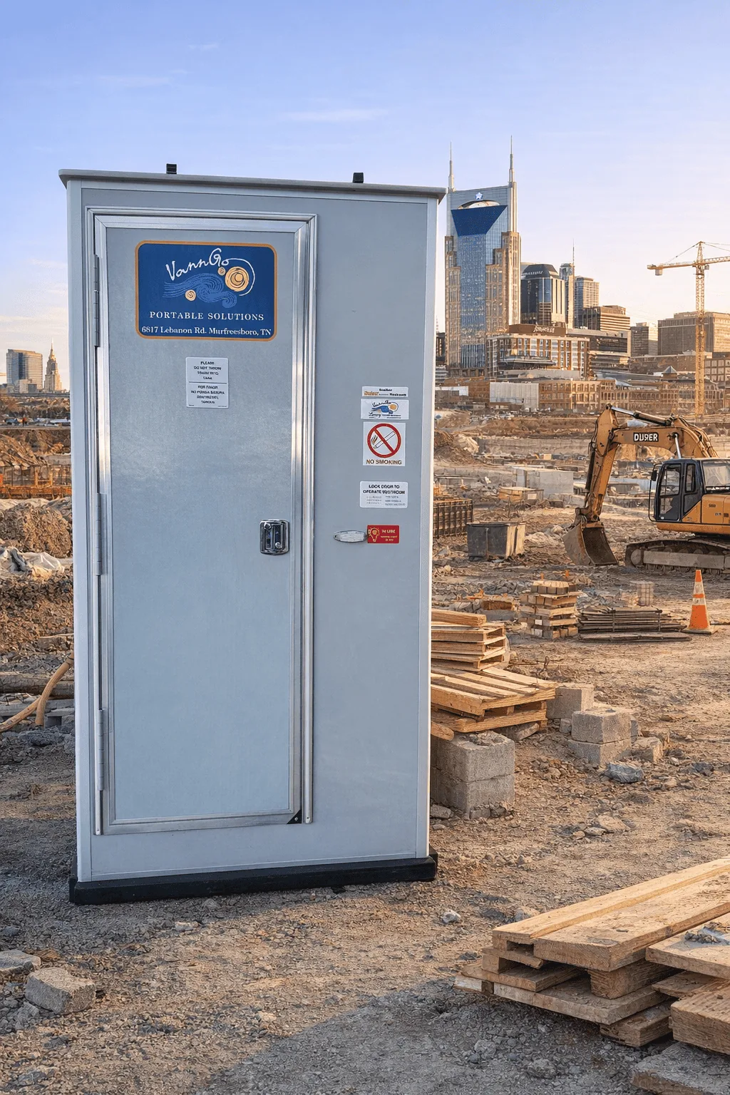 VannGo restroom pod on a tight downtown Nashville construction site