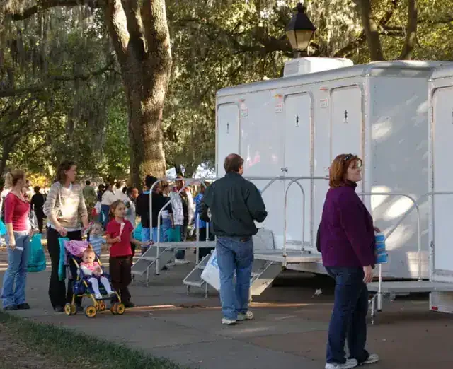 VannGo restroom trailer serving families at a community event