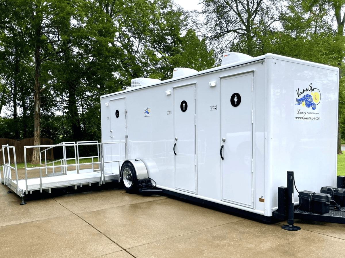 VannGo luxury restroom trailer with entry ramp