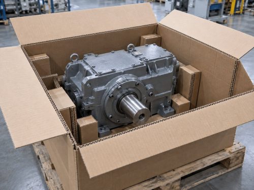 Industrial Gearbox in Cardboard Packaging