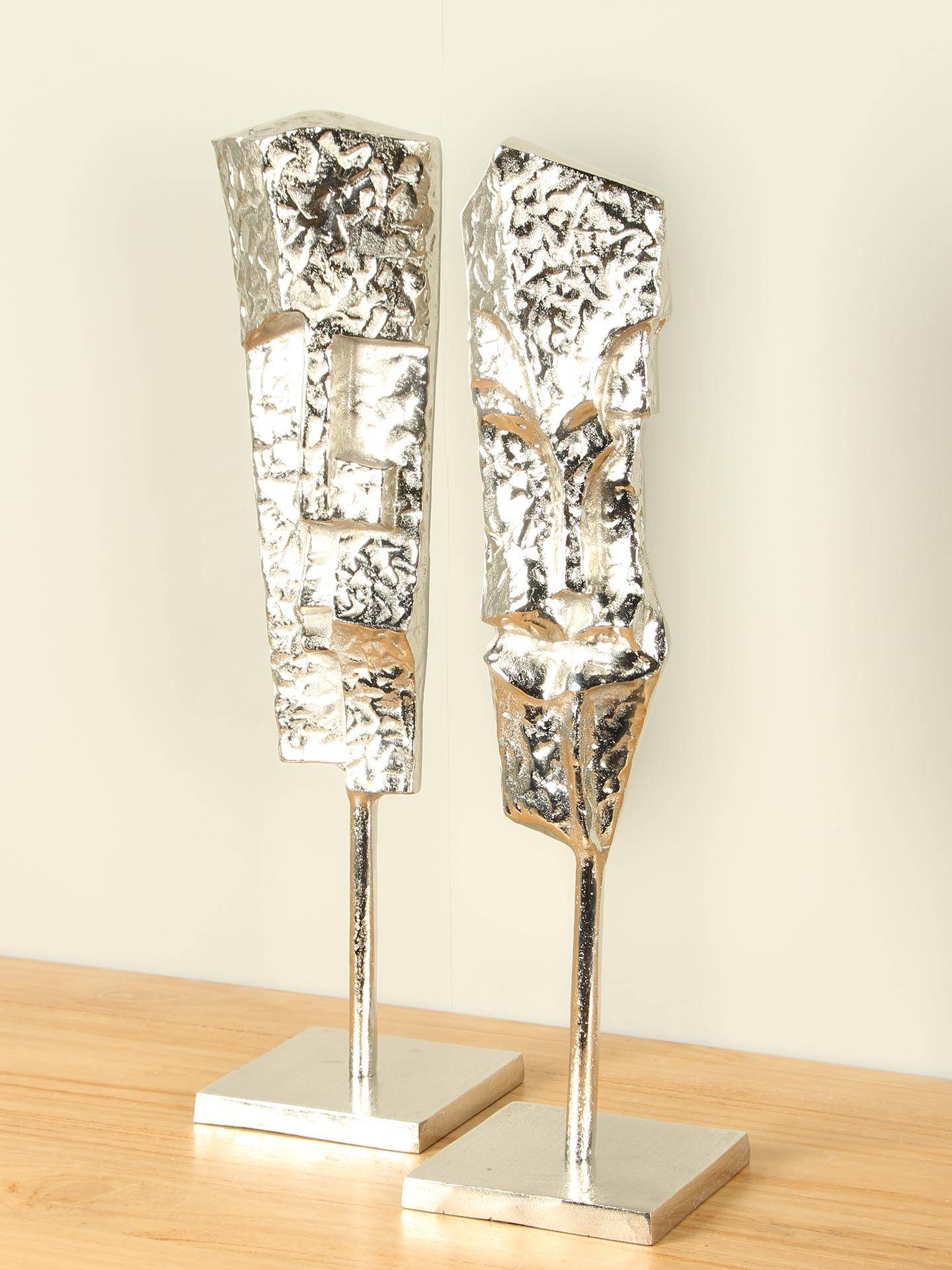 Beeld voor binnen - Aluminium - Set Faces Man & Woman - 53x13 cm