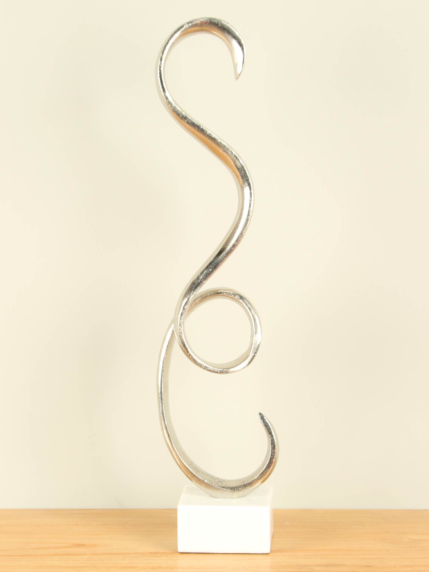 Beeld voor binnen - Aluminium - Spiraal op marmeren voet - 59x14x7 cm - Afbeelding 3
