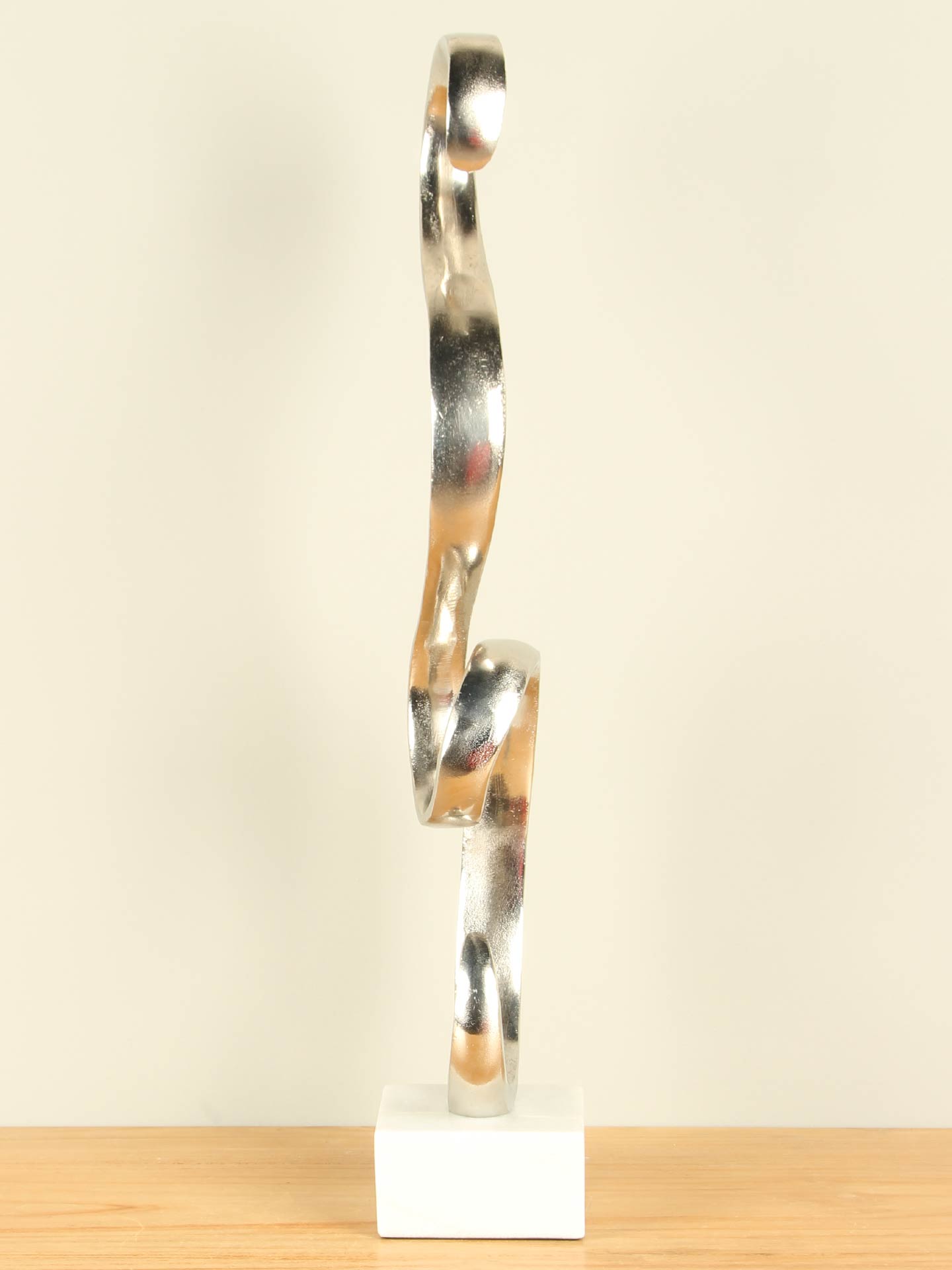 Beeld voor binnen - Aluminium - Spiraal op marmeren voet - 59x14x7 cm - Afbeelding 4