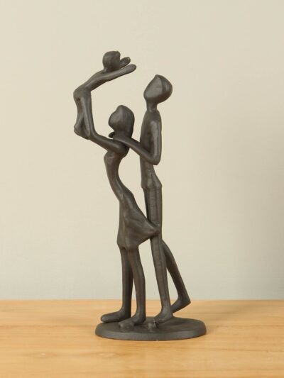 Beeld voor binnen – Antraciet – Metaal – Familie 1 kind – 21x8x5 cm