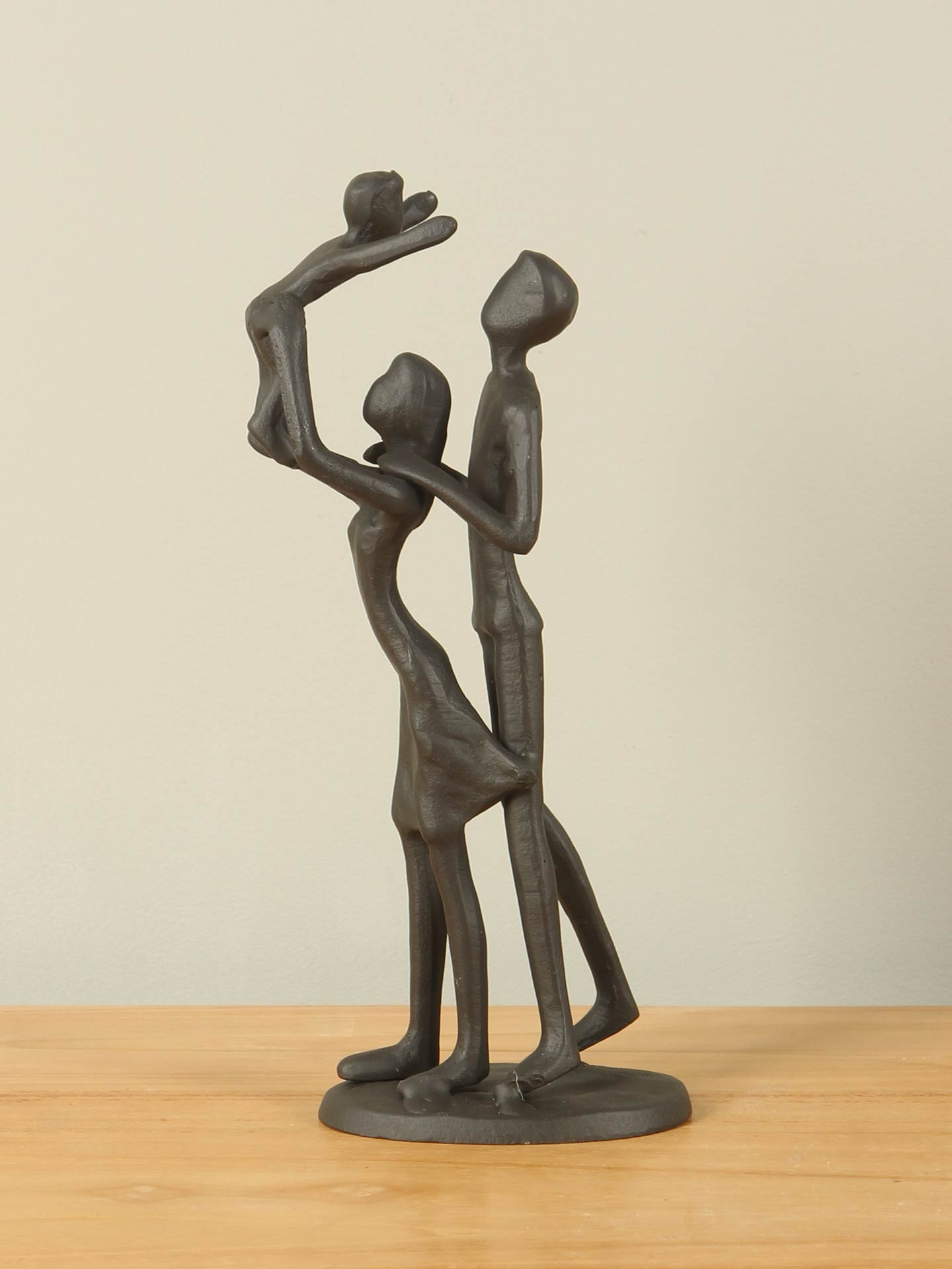 Beeld voor binnen - Antraciet - Metaal - Familie 1 kind - 21x8x5 cm