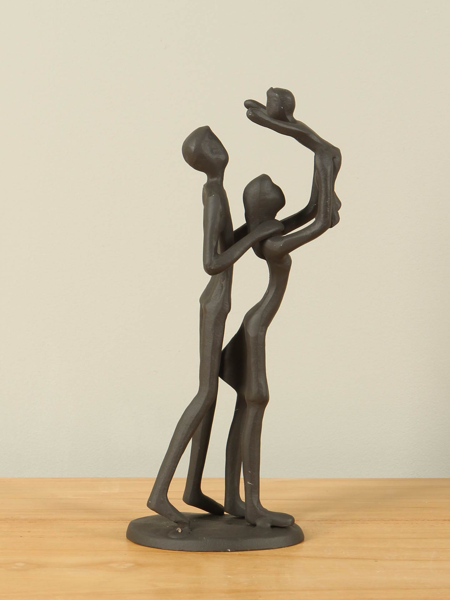 Beeld voor binnen - Antraciet - Metaal - Familie 1 kind - 21x8x5 cm - Afbeelding 3