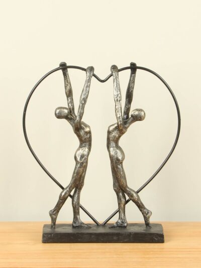 Beeld voor binnen – Bronskleurig – Polystone – 2 Vrouwen – 32x28x8 cm