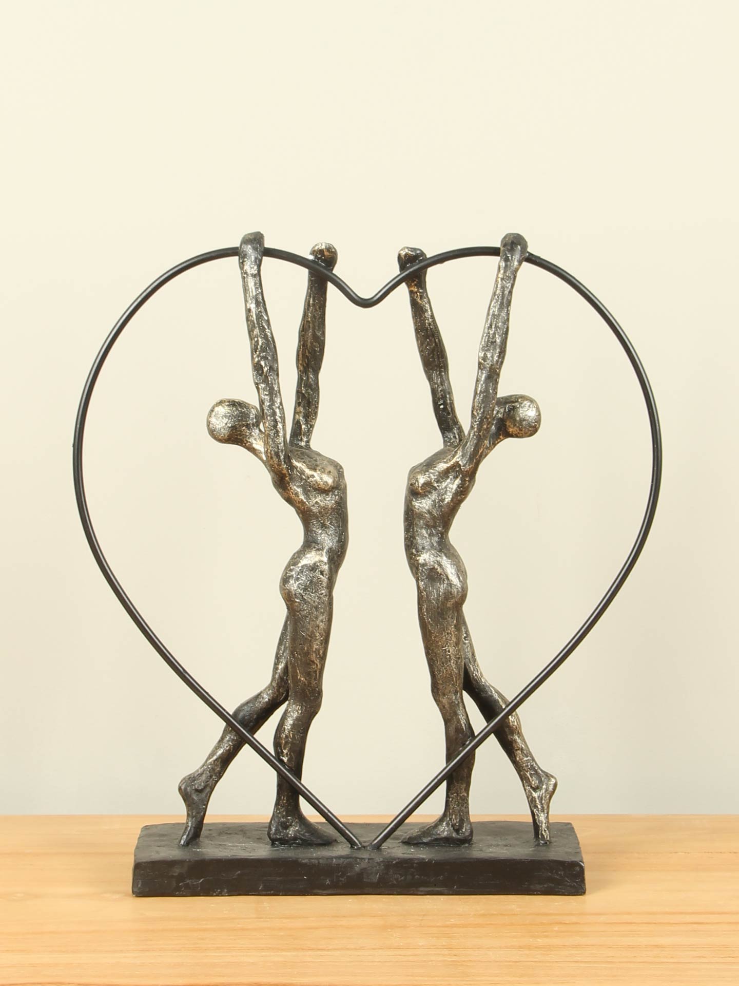 Beeld voor binnen - Bronskleurig - Polystone - 2 Vrouwen - 32x28x8 cm - Afbeelding 3