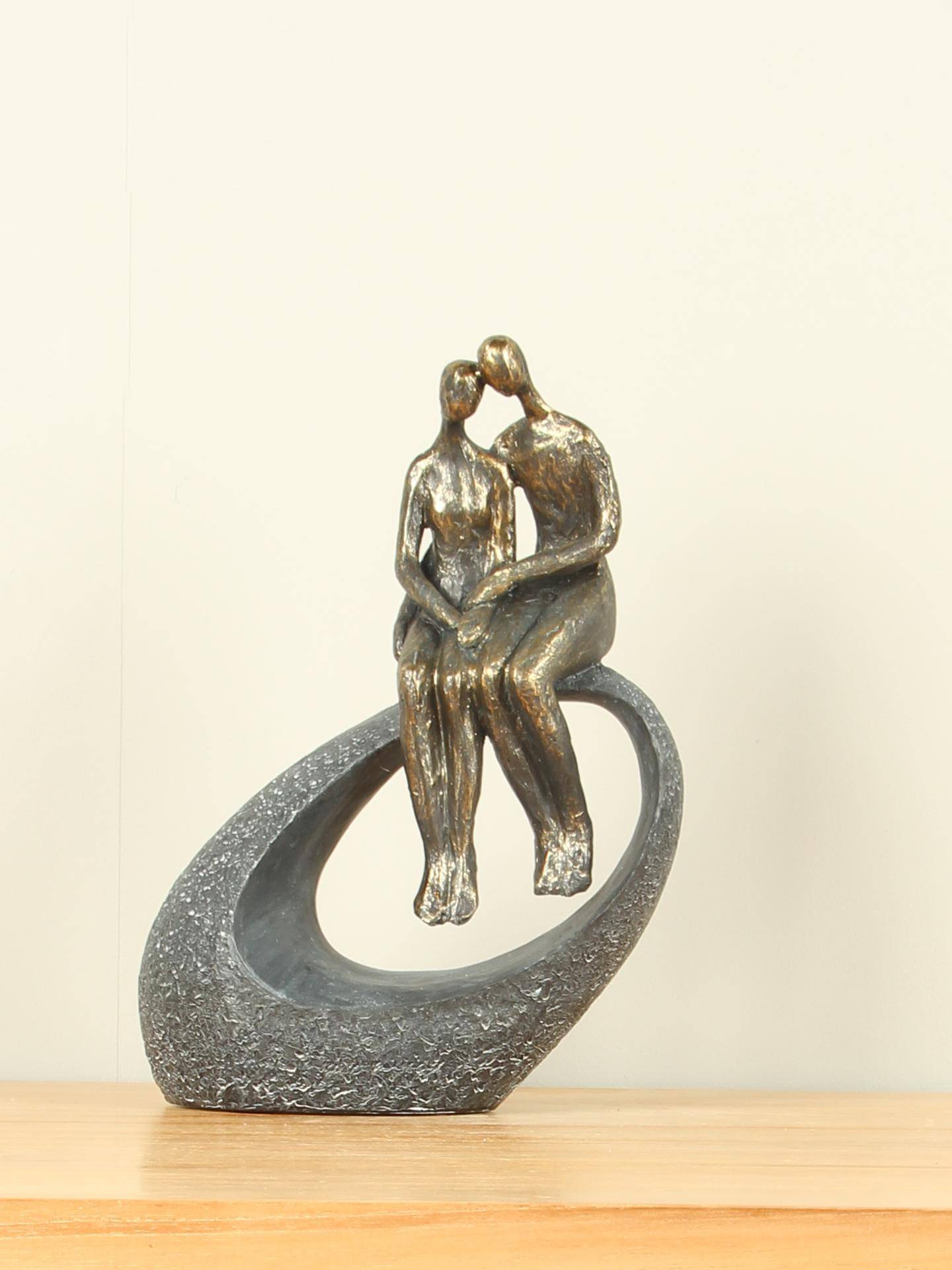 Beeld voor binnen - Bronskleurig - Polystone - Samen - 27x19x9 cm
