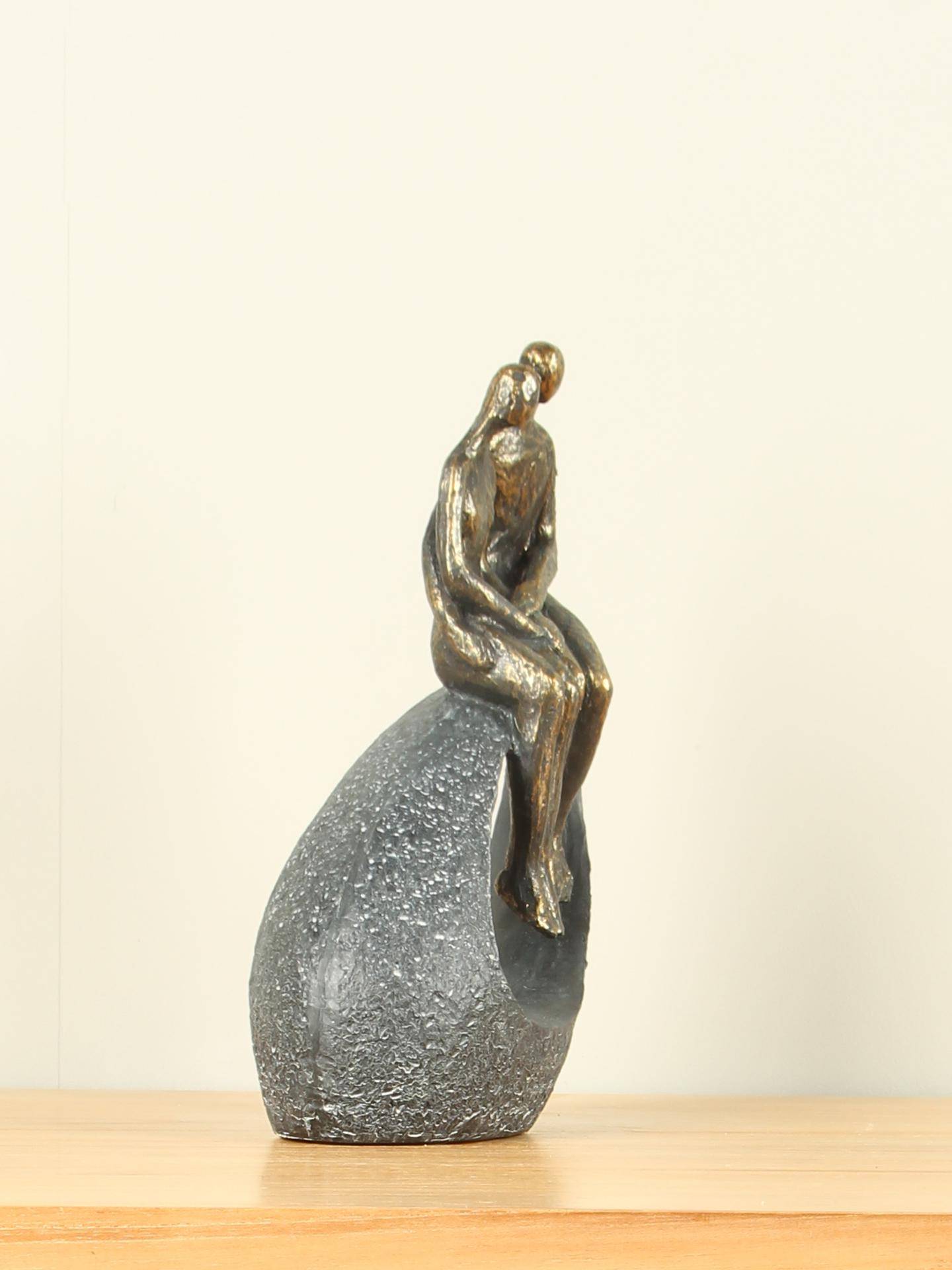 Beeld voor binnen - Bronskleurig - Polystone - Samen - 27x19x9 cm - Afbeelding 2