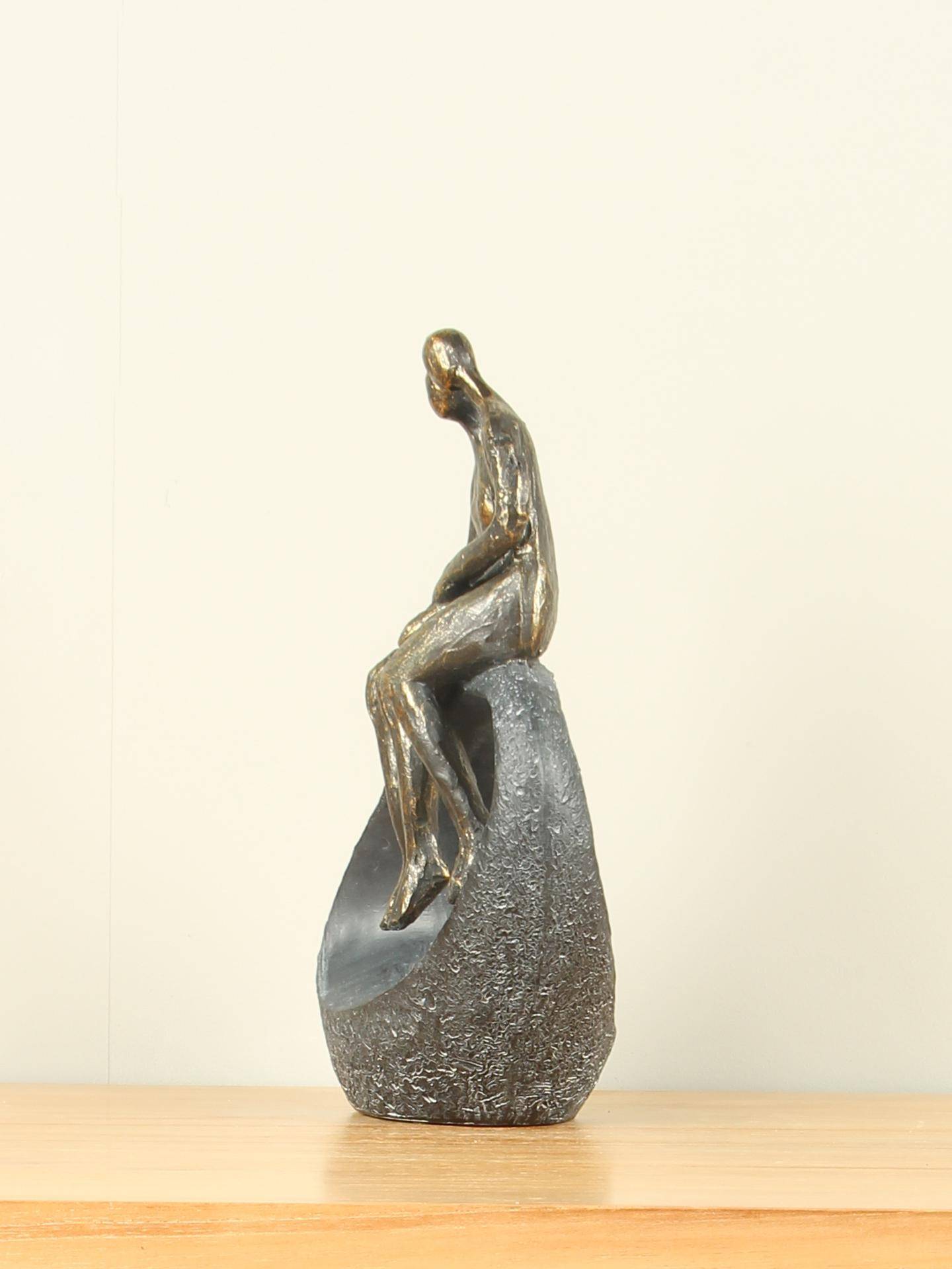 Beeld voor binnen - Bronskleurig - Polystone - Samen - 27x19x9 cm - Afbeelding 3