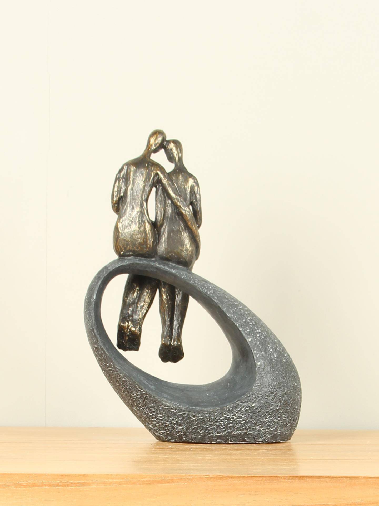 Beeld voor binnen - Bronskleurig - Polystone - Samen - 27x19x9 cm - Afbeelding 4
